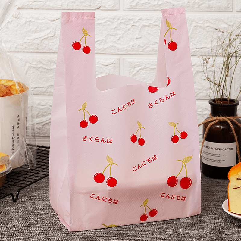 50pcs Portable Plastic Bag for Shopping, Baking, Bread, Fruit, Food