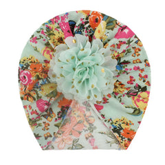 Baby Floral Print Turban Headwrap Hat for Summer Newborn Infant