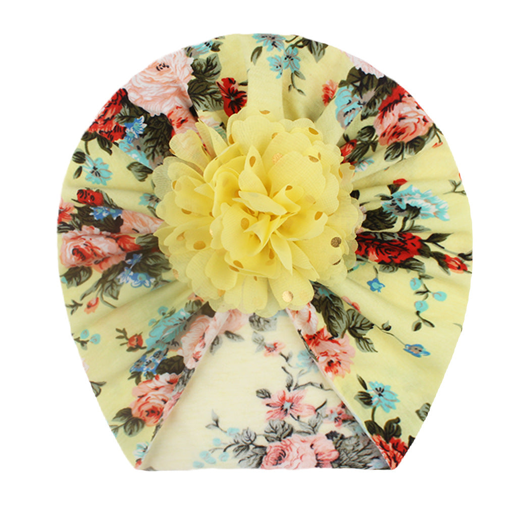 Baby Floral Print Turban Headwrap Hat for Summer Newborn Infant