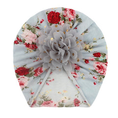 Baby Floral Print Turban Headwrap Hat for Summer Newborn Infant