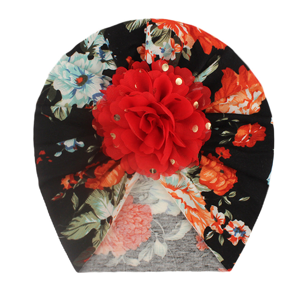 Baby Floral Print Turban Headwrap Hat for Summer Newborn Infant