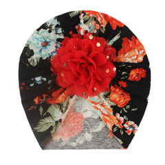 Baby Floral Print Turban Headwrap Hat for Summer Newborn Infant
