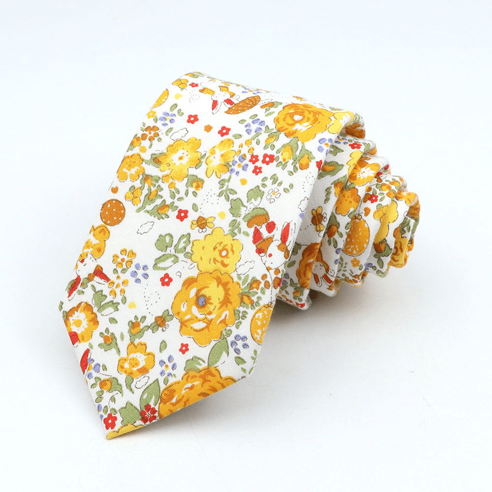Men's Slim Flower Cotton Necktie