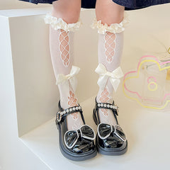 Girls Casual Bowknot Over The Calf Socks for Spring Summer