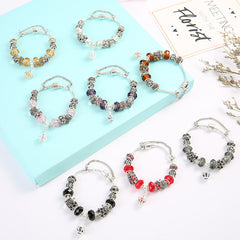 King Queen Princess Crown Charm Bangle Jewelry Snake Chain Beaded Bangles