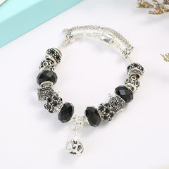 King Queen Princess Crown Charm Bangle Jewelry Snake Chain Beaded Bangles