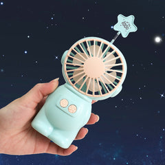 Spaceman Mini Handheld Fan With Light USB Rechargeable Desktop Fan