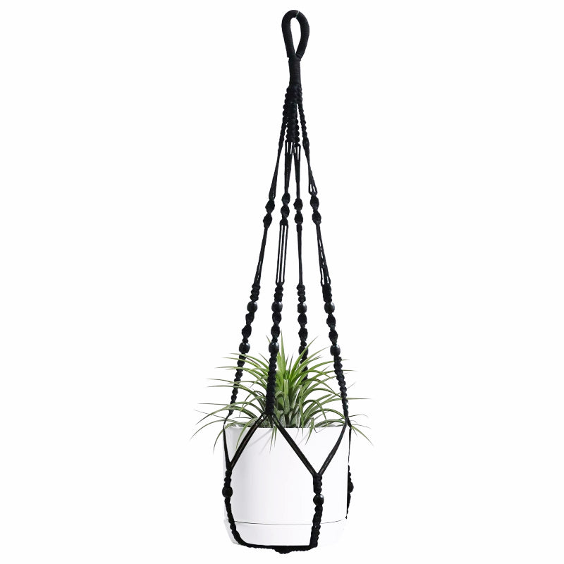 Vertical Planters Plant Hanger Indoor Hanging Wooden Beads No Fringe
