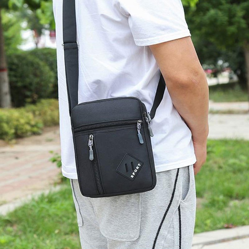 Canvas Crossbody Bag Letter Patch Shoulder Bag Sports Style