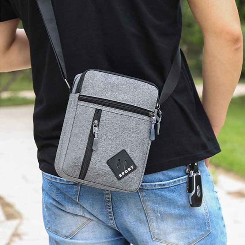 Canvas Crossbody Bag Letter Patch Shoulder Bag Sports Style