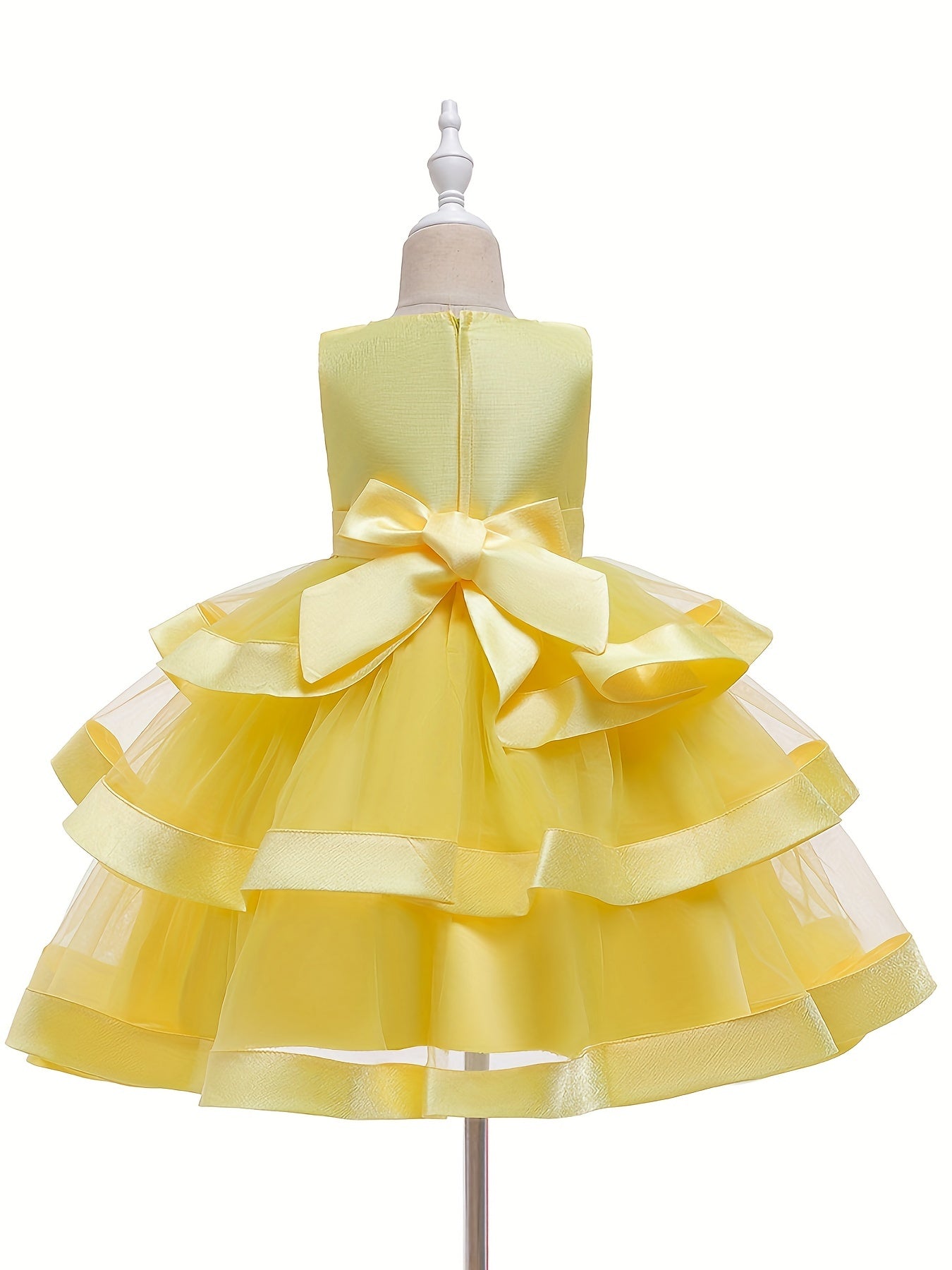 Layered Mesh Sleeveless Puffy Dress for Girls