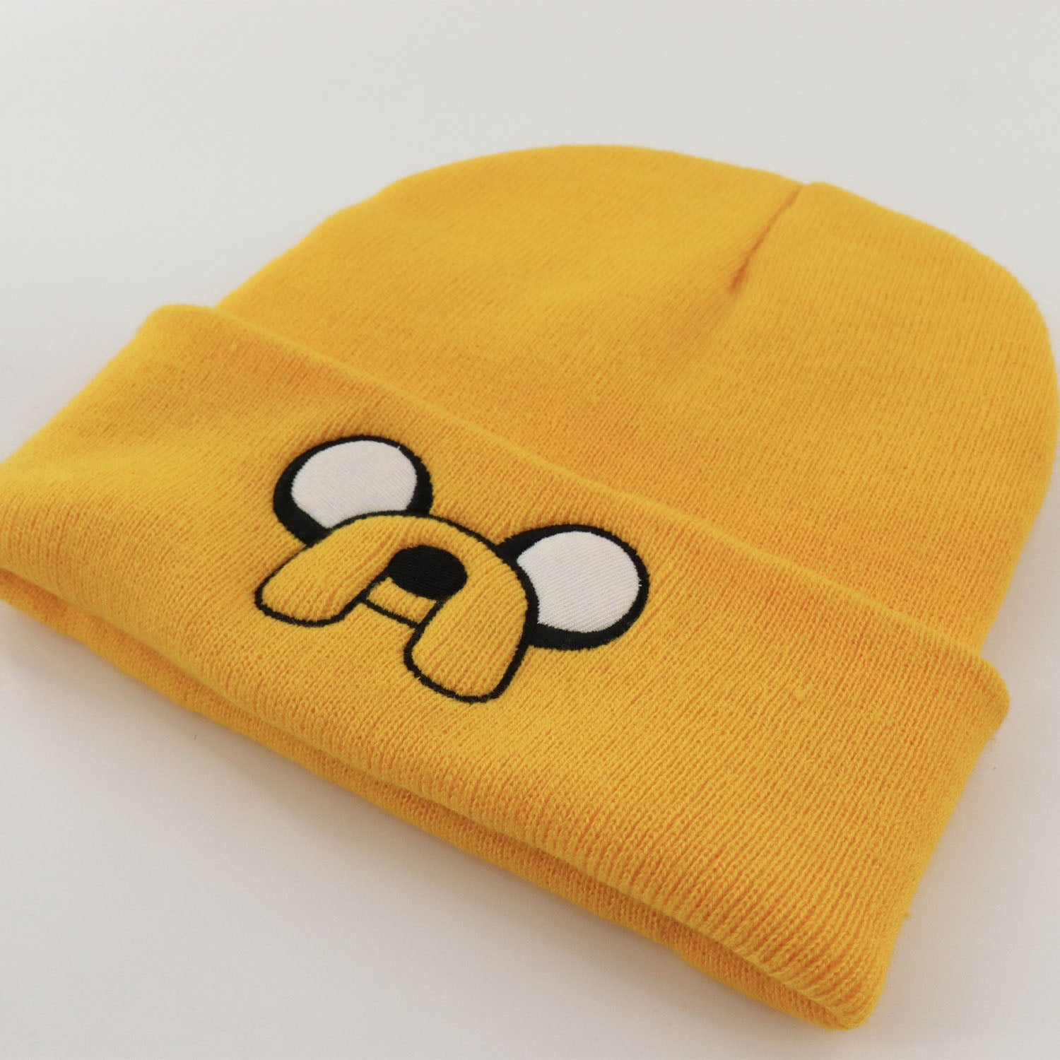 Yellow Cartoon Embroidered Beanie Unisex Casual Knit Hat Warm Ski Mask