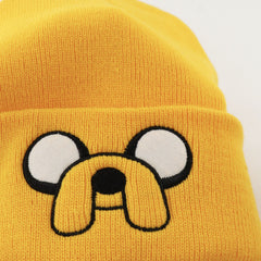 Yellow Cartoon Embroidered Beanie Unisex Casual Knit Hat Warm Ski Mask