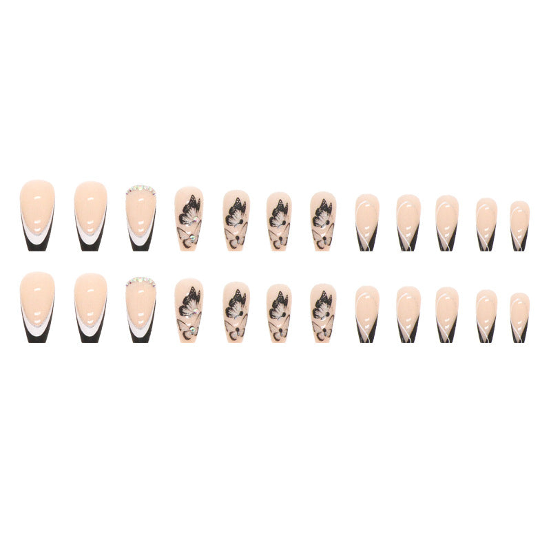 Y2K JIARUO 24pcs False Nails with Butterfly Armor Halloween Design