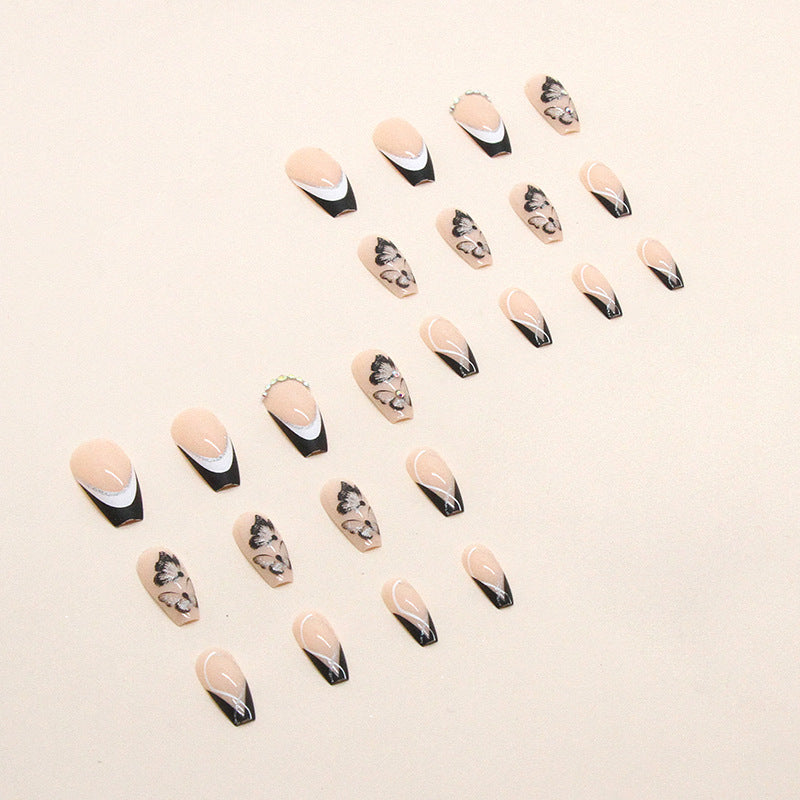 Y2K JIARUO 24pcs False Nails with Butterfly Armor Halloween Design