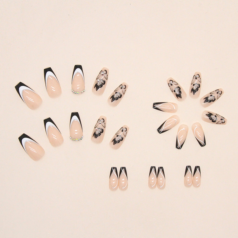 Y2K JIARUO 24pcs False Nails with Butterfly Armor Halloween Design