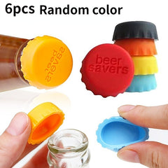 6pcs Reusable Silicone Bottle Fresh Keeping Cap Sealed Leakproof Beverage Bottle