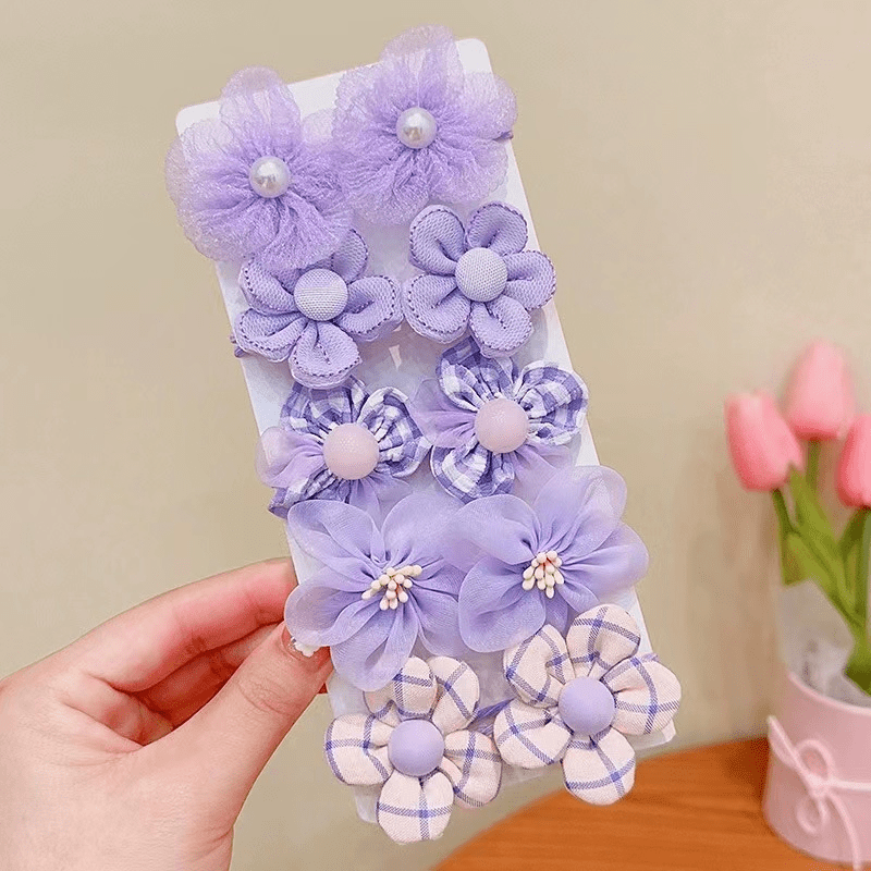 10pcs Mesh Flower Hair Ties Decorative Accessories Gift For Girls