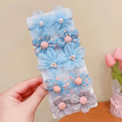 10pcs Mesh Flower Hair Ties Decorative Accessories Gift For Girls