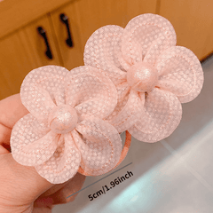 10pcs Mesh Flower Hair Ties Decorative Accessories Gift For Girls