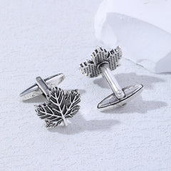 2pcs Men's Vintage Leaf Cufflinks Business Shirt Cuff Nails