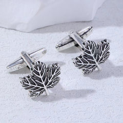2pcs Men's Vintage Leaf Cufflinks Business Shirt Cuff Nails