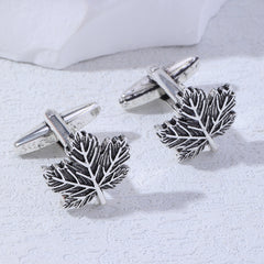 2pcs Men's Vintage Leaf Cufflinks Business Shirt Cuff Nails