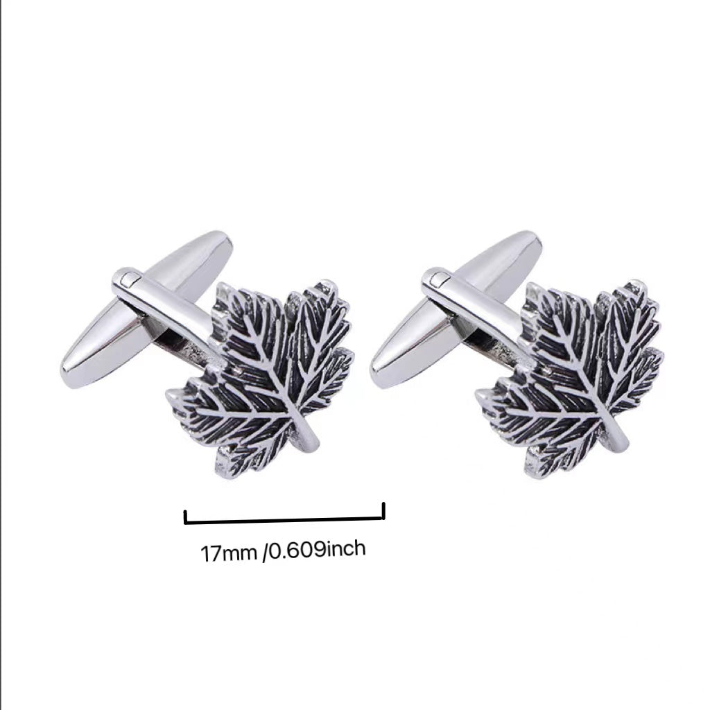2pcs Men's Vintage Leaf Cufflinks Business Shirt Cuff Nails