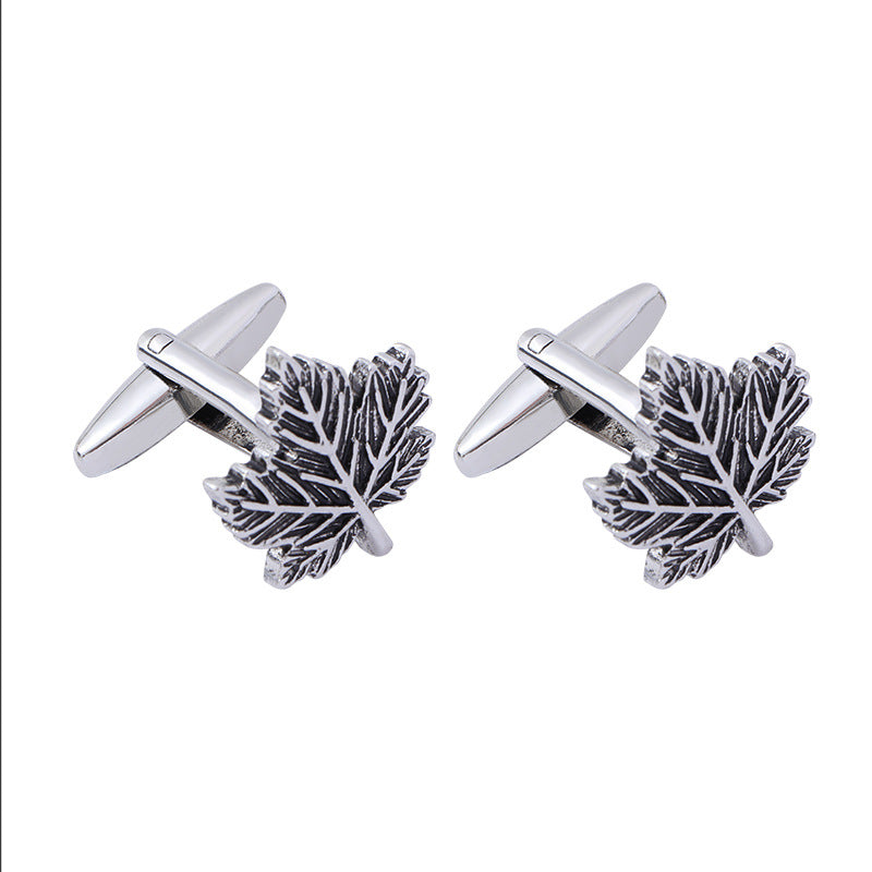 2pcs Men's Vintage Leaf Cufflinks Business Shirt Cuff Nails