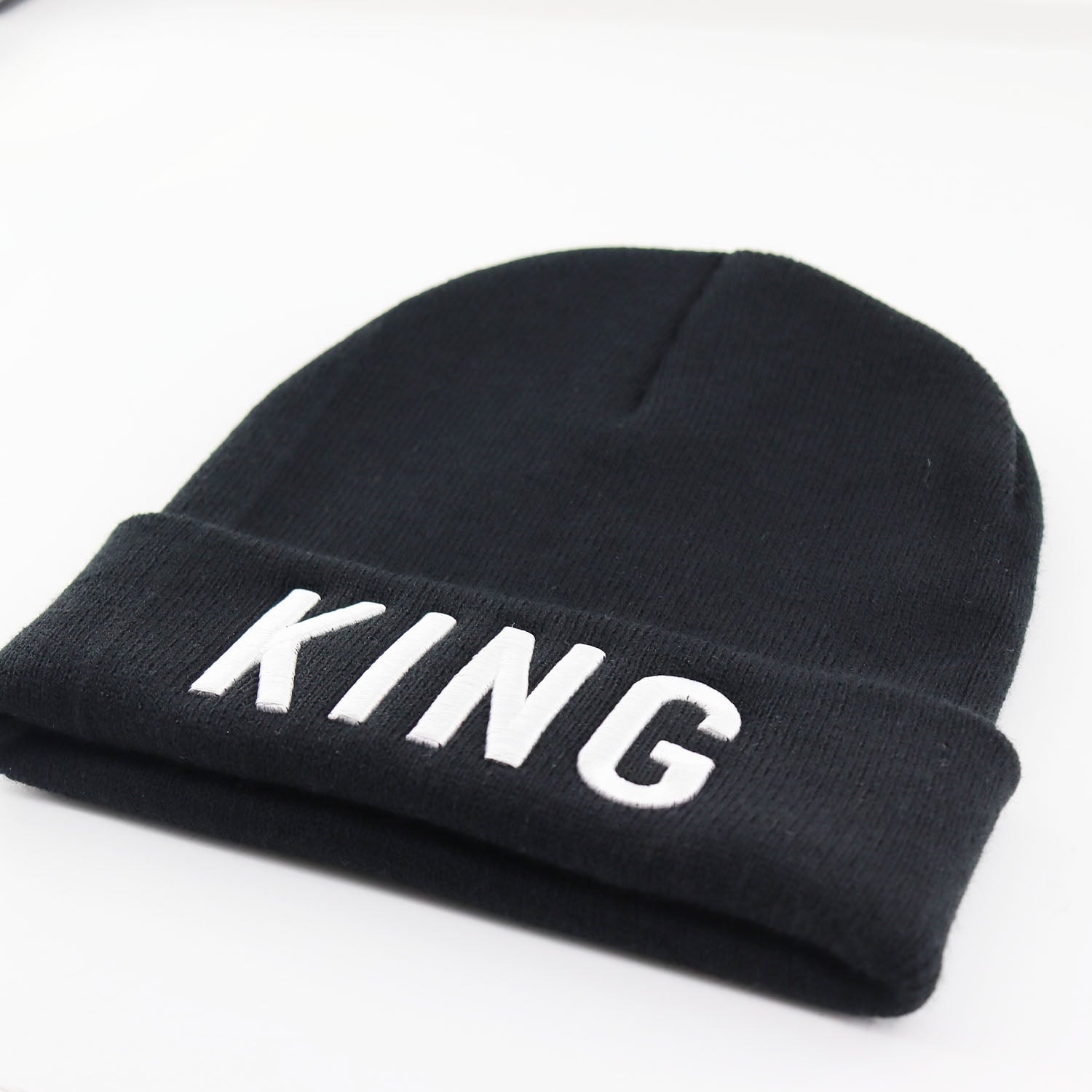 Embroidered Beanie Warm Knit Hats Couple King Queen Skull Hat Unisex