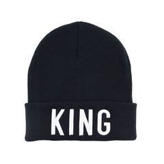 Embroidered Beanie Warm Knit Hats Couple King Queen Skull Hat Unisex