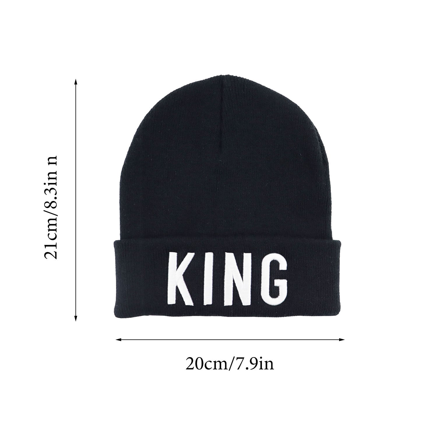 Embroidered Beanie Warm Knit Hats Couple King Queen Skull Hat Unisex