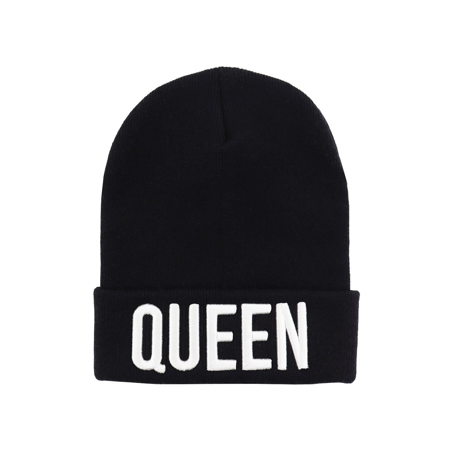 Embroidered Beanie Warm Knit Hats Couple King Queen Skull Hat Unisex