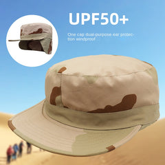 Camouflage Ear Protection Cap Sun Visor Quick Drying Cap for Outdoor Sports