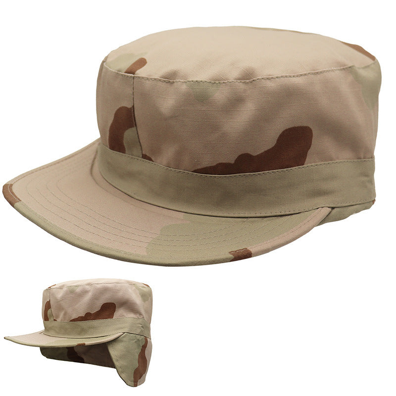 Camouflage Ear Protection Cap Sun Visor Quick Drying Cap for Outdoor Sports