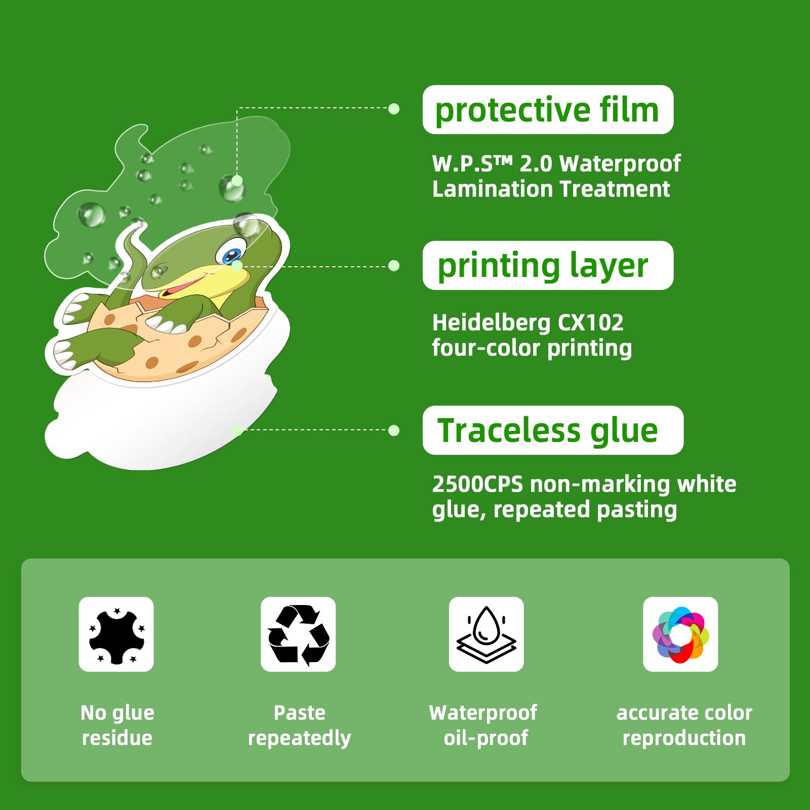 50pcs Dinosaur Stickers Waterproof Cartoon Stickers for Girls DIY Creative Toys