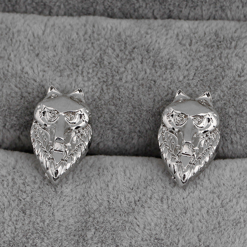 Vintage Wolf Head Cufflinks, French Shirt Sleeve Nails