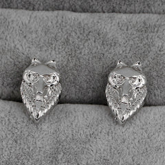 Vintage Wolf Head Cufflinks, French Shirt Sleeve Nails