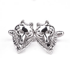 Vintage Wolf Head Cufflinks, French Shirt Sleeve Nails
