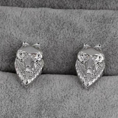 Vintage Wolf Head Cufflinks, French Shirt Sleeve Nails