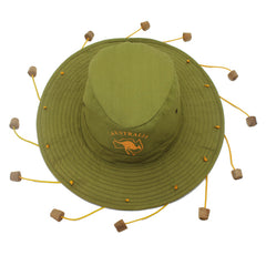 Australian Folk Style Hat with Beads Tassel Cotton Wide Brim Sunshade Anti glare