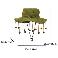 Australian Folk Style Hat with Beads Tassel Cotton Wide Brim Sunshade Anti glare
