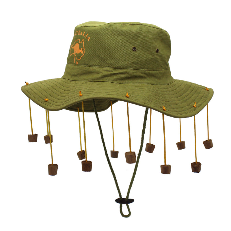 Australian Folk Style Hat with Beads Tassel Cotton Wide Brim Sunshade Anti glare