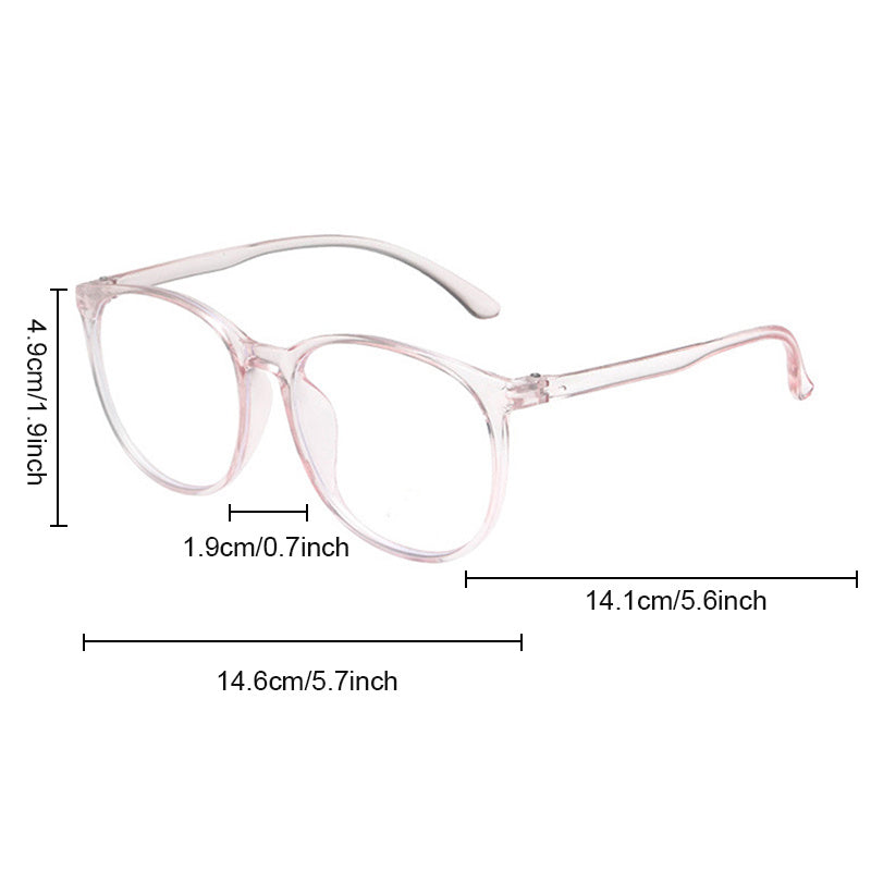 Large Oval Anti Light Glasses for Women Men Jelly Frame Clear Lens Glasses