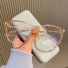 Large Oval Anti Light Glasses for Women Men Jelly Frame Clear Lens Glasses