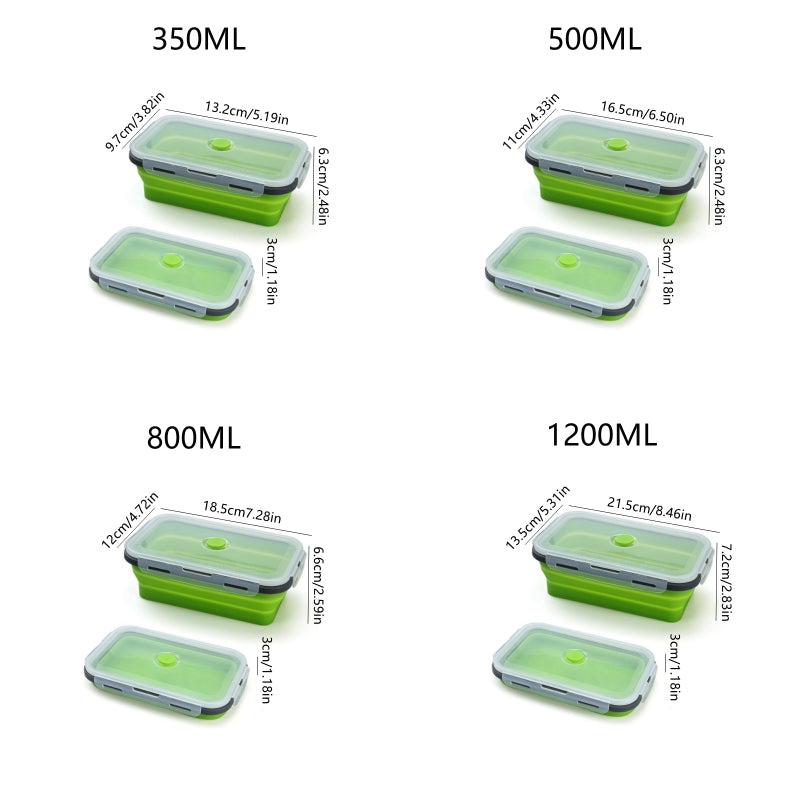 Silicone Rectangle Lunch Box Collapsible Bento Box