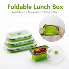 Silicone Rectangle Lunch Box Collapsible Bento Box