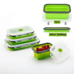 Silicone Rectangle Lunch Box Collapsible Bento Box