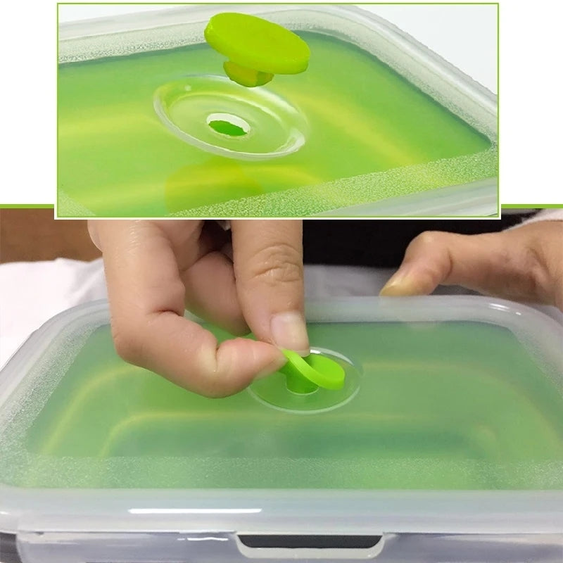 Silicone Rectangle Lunch Box Collapsible Bento Box