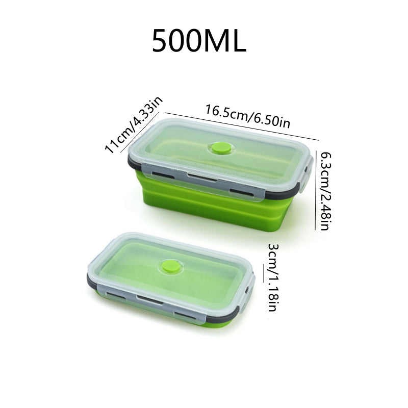Silicone Rectangle Lunch Box Collapsible Bento Box